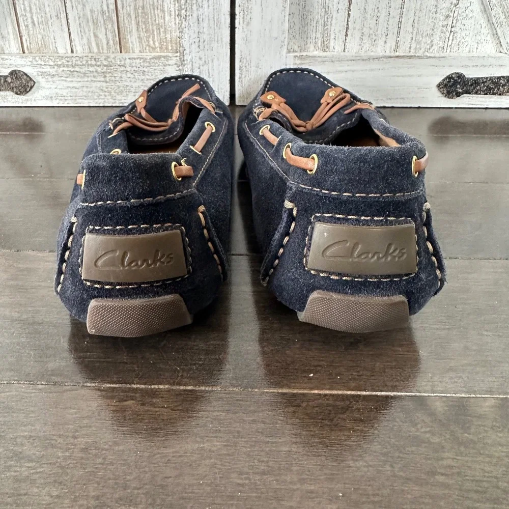 Clarks Artisan Dunbar Cruiser Suede Loafer Nautical Preppy Casual Navy 9.5